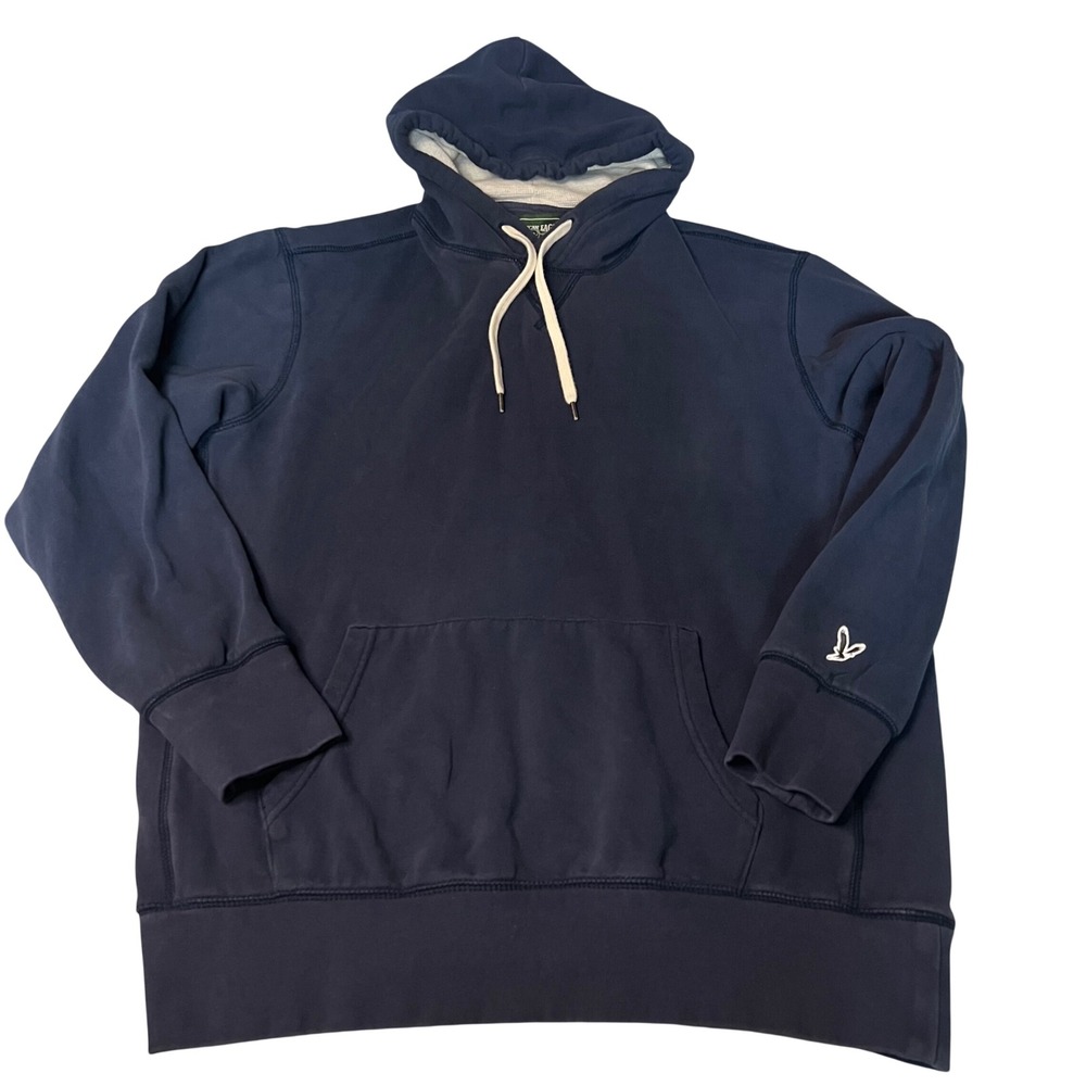 American Eagle Mens Navy Blue Fleece Pullover Hoodie Waffle Lined Hood Large